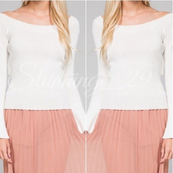 🆕️[LAST 1]IVORY L/S OPEN BACK RIBBED TOP - Picture 2 of 3